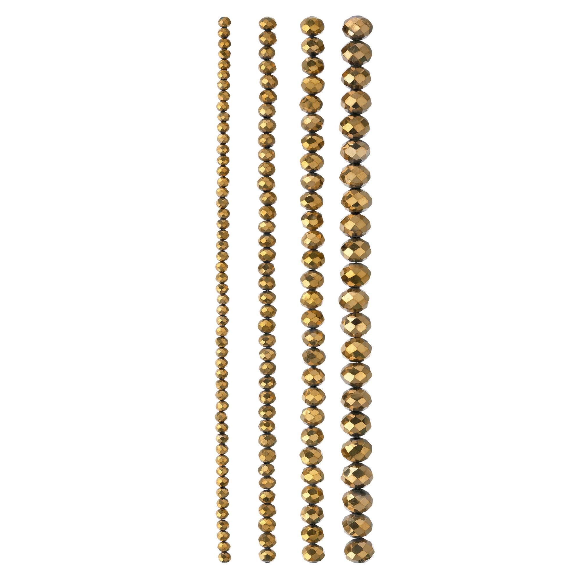 Gold Half Faceted Glass Rondelle Beads by Bead Landing™